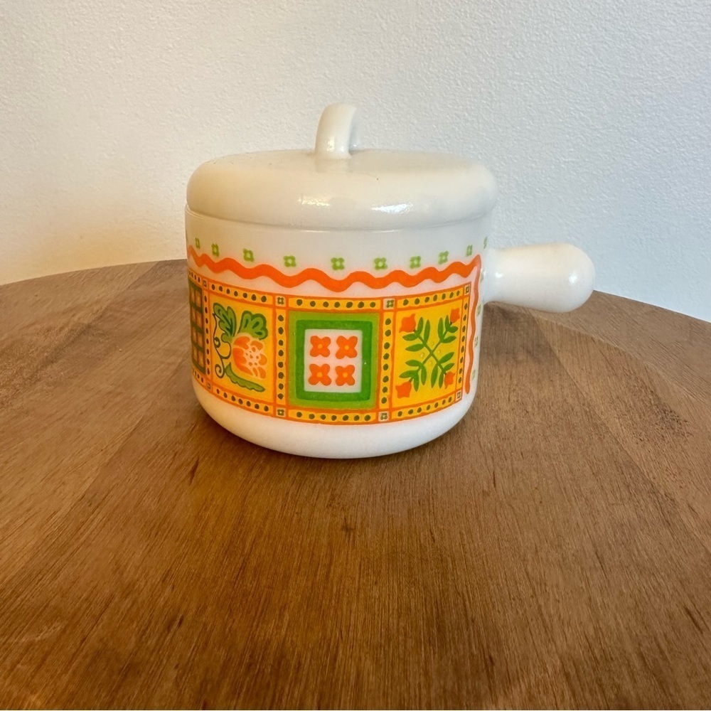 EMPTY Vintage Avon Brand Milk Glass Patchwork Candle Dish NO CANDLE INCLUDED